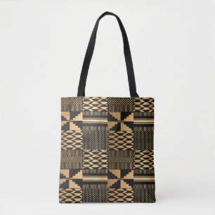Kwanzaa Kente Print (Schwarz/Gold) Tasche