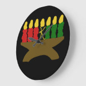 Kwanzaa-Kerzen-Entwurf Große Wanduhr (Winkel)