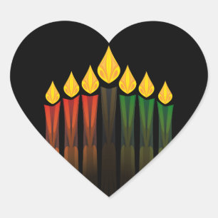 Kwanzaa-Kerzen Herz-Aufkleber