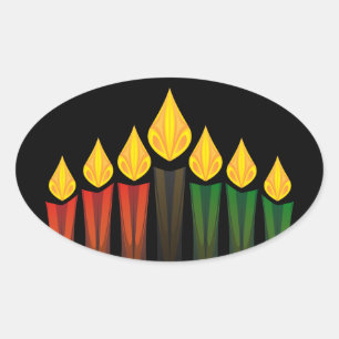 Kwanzaa-Kerzen Ovaler Aufkleber