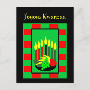 Kwanzaa Kerzen und bunte Fruchtschale Postkarte