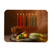 Kwanzaa-Kerzen und Lebensmittel Magnet (Horizontal)