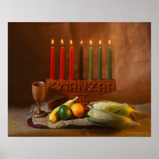 Kwanzaa Kerzen und Lebensmittel Poster (Vorne)