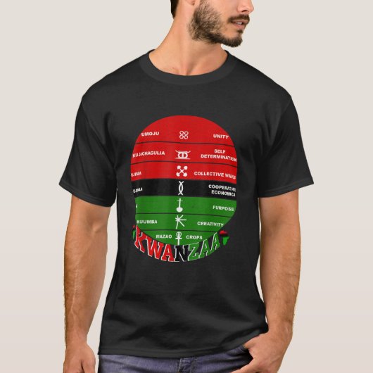 Kwanzaa Kinara African Symbols Principles Vintag T-Shirt (Vorderseite)