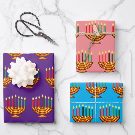 Kwanzaa Kinara Geschenkpapier Set (Vorderseite)
