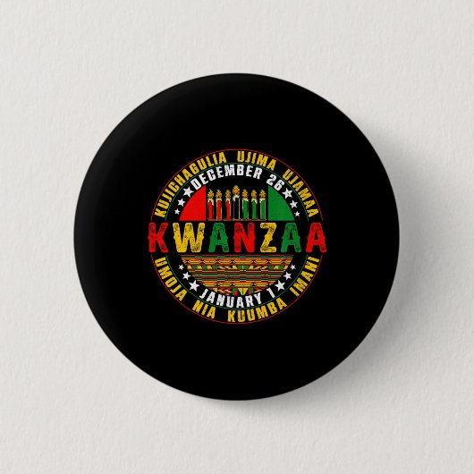 Kwanzaa Kinara Principles Candles Pan Button (Vorderseite)