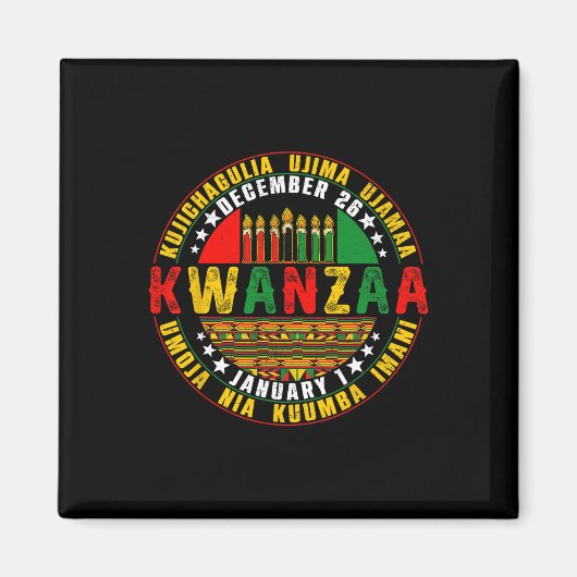 Kwanzaa Kinara Principles Candles Pan Magnet (Vorne)