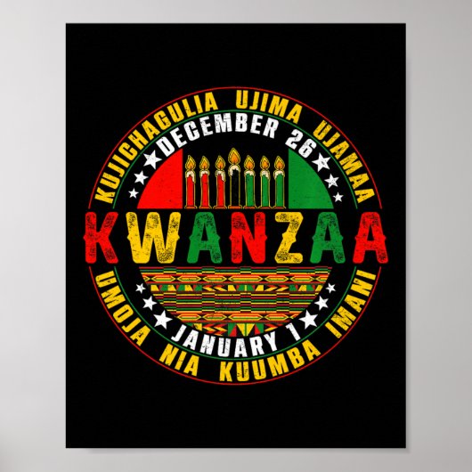 Kwanzaa Kinara Principles Candles Pan Poster (Vorne)
