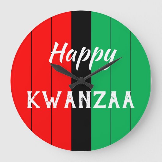 Kwanzaa Kinara Red Black Green Stripes Pattern Große Wanduhr (Vorderseite)