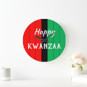 Kwanzaa Kinara Red Black Green Stripes Pattern Große Wanduhr (Zuhause)