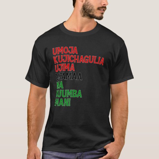 Kwanzaa Kinara Set für Kinder Männer Frauen Sieben T-Shirt (Vorderseite)