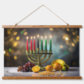 KWANZAA - KINARA -  WANDTEPPICH MIT HOLZRAHMEN (Vorne)