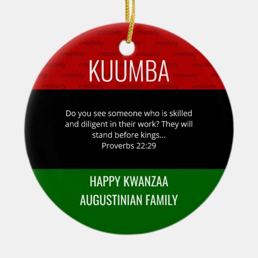 Kwanzaa KUUMBA Keramik Ornament (Vorne)