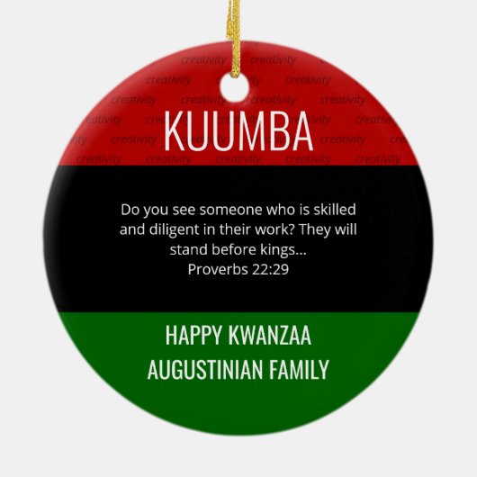 Kwanzaa KUUMBA Keramik Ornament (Hinten)