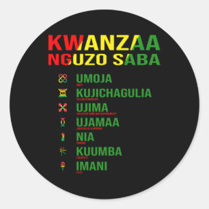 Kwanzaa - Nguzo Saba - Die sieben Prinzipien des D Runder Aufkleber