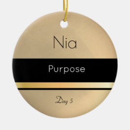 Kwanzaa Nia Gold Schwarz-weißer Tag 5 Keramik Ornament