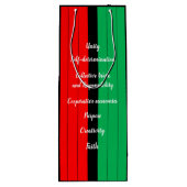 Kwanzaa Principles Red Black Green Stripes Pattern Geschenktüte Für Weinflaschen (Rückseite)