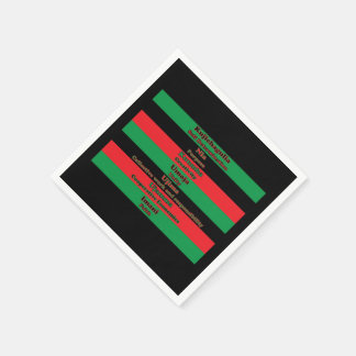 Kwanzaa Principles Red Green Black Stripes Serviette