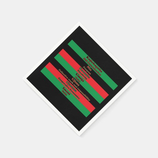 Kwanzaa Principles Red Green Black Stripes Serviette (Ecke)