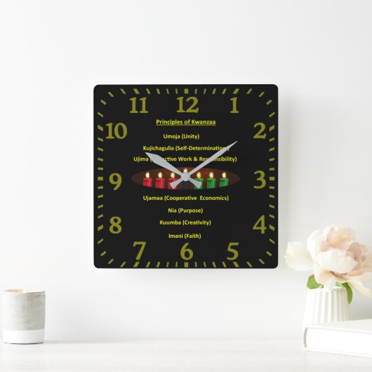 Kwanzaa Principles Square Wall Clock Quadratische Wanduhr (Zuhause)