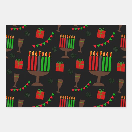 Kwanzaa Print Wrapping Paper Geschenkpapier Set (Vorderseite 3)