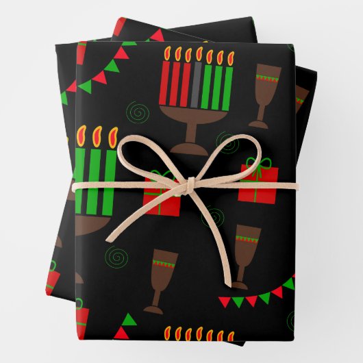 Kwanzaa Print Wrapping Paper Geschenkpapier Set (Beispiel)
