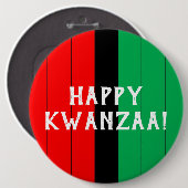 Kwanzaa Red Black Green Kinara Striptes Muster Button (Vorne & Hinten)