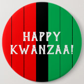 Kwanzaa Red Black Green Kinara Striptes Muster Button (Vorderseite)