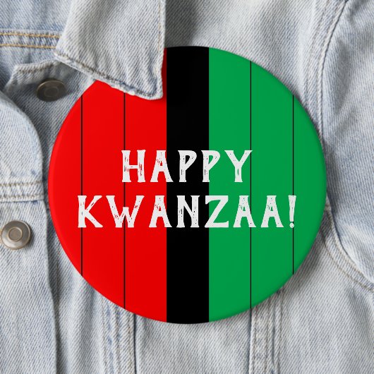 Kwanzaa Red Black Green Kinara Striptes Muster Button (Beispiel)