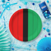 Kwanzaa Red Black Green Kinara Striptes Muster Pappteller (Party)