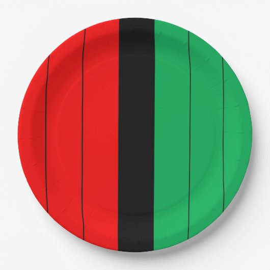 Kwanzaa Red Black Green Kinara Striptes Muster Pappteller (Vorderseite)