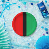 Kwanzaa Red Black Green Kinara Striptes Muster Pappteller (Party)