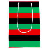 Kwanzaa Red Black Green Stripes Mittlere Geschenktüte (Rückseite)