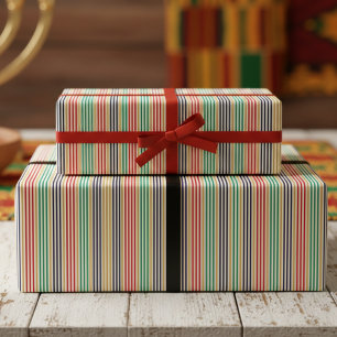 Kwanzaa Rot, Schwarz, Grün und Gold gestreift Geschenkpapier