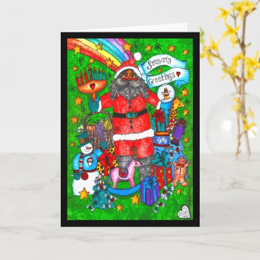 Kwanzaa Santa Card Karte (Gelbe Blume)