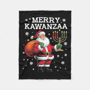 Kwanzaa Santa Seven Candles Afro Fleecedecke