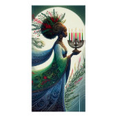 Kwanzaa Schöne Frau mit Kinara Poster (Vorderseite)
