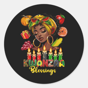 Kwanzaa Segings Afro American Celebration Black Runder Aufkleber