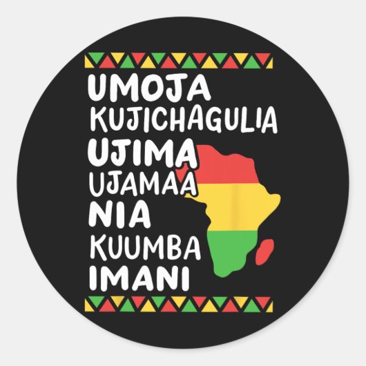 Kwanzaa Seven Principles African Map Black Pride Runder Aufkleber (Vorderseite)
