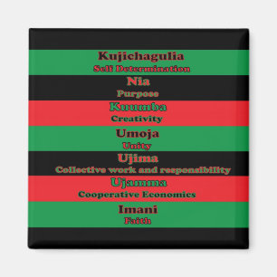 Kwanzaa Seven Principles Green Red Black Magnet