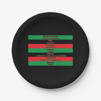Kwanzaa Seven Principles Red Green Black Pappteller