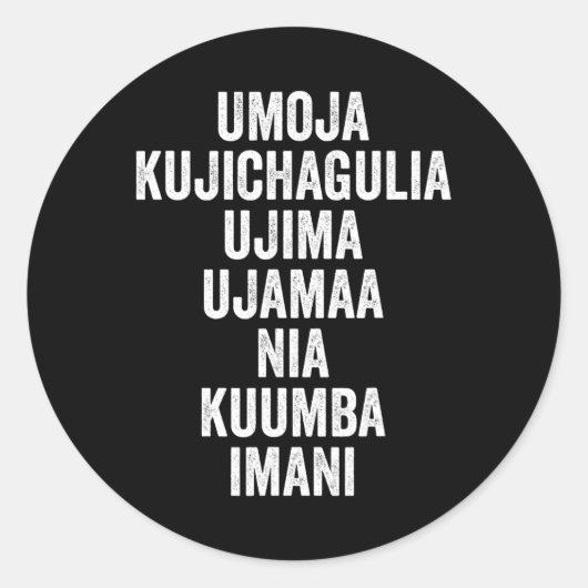 Kwanzaa - Sieben Grundsätze Runder Aufkleber (Vorderseite)