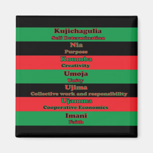 Kwanzaa sieben Prinzipien grünen rotes Schwarzes Magnet