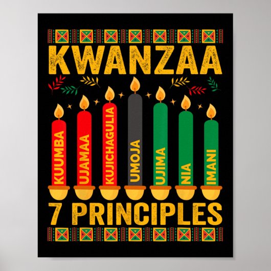 Kwanzaa Sieben Prinzipien Kerzen Männer Frauen Kwa Poster (Vorne)
