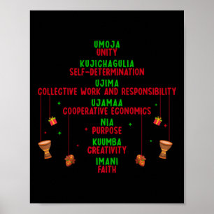 Kwanzaa Sieben Prinzipien Tree Unity Faith Graphic Poster