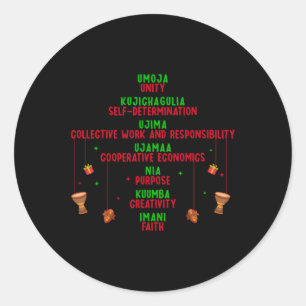 Kwanzaa Sieben Prinzipien Tree Unity Faith Graphic Runder Aufkleber