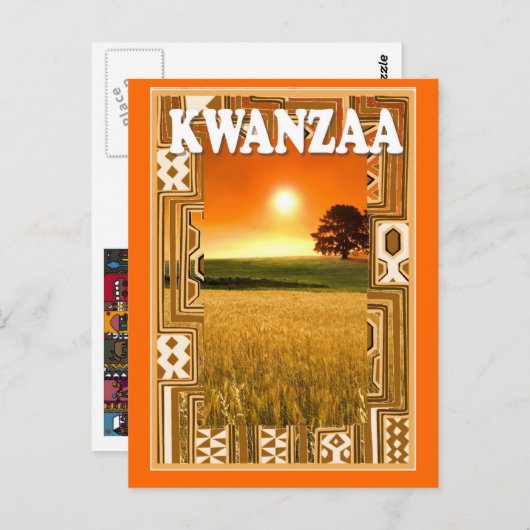Kwanzaa - Sonnenuntergang und Maisfelder Postkarte (Vorne/Hinten)