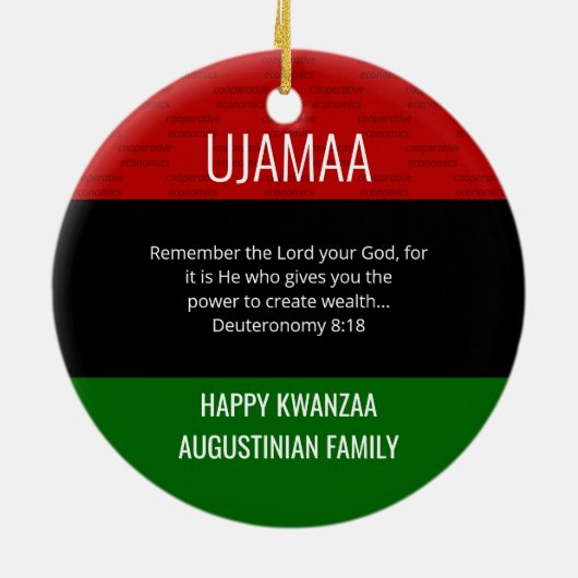 Kwanzaa UJAMAA Keramik Ornament (Hinten)
