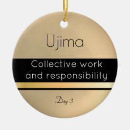 Kwanzaa Ujima Gold Schwarz-weißer Tag 3 Keramik Ornament