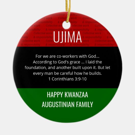 Kwanzaa UJIMA Keramik Ornament (Vorne)